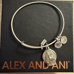 ⭐️ Alex and Ani:  Silver Reindeer Snow Globe Charm Bracelet